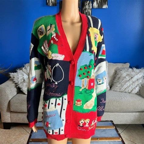 Eagles Eye | Sweaters | Vintage Eagles Eye Collection Cardigan Sweater Family Tree | Poshmark