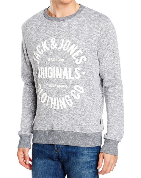 Jack & Jones - Jack & Jones NEW Gray Mens Size Medium M Crewneck Fleece ...