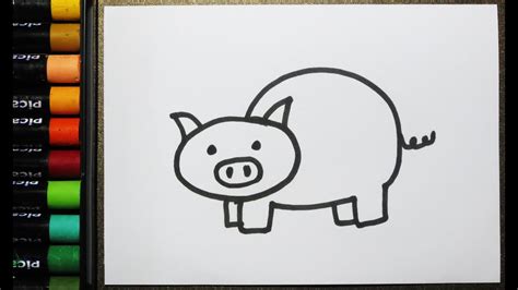 How to Drawing Pig for kids | Farm Animal Drawing Easy | Fat Pig Drawing Easy | Drawing Tutorial ...