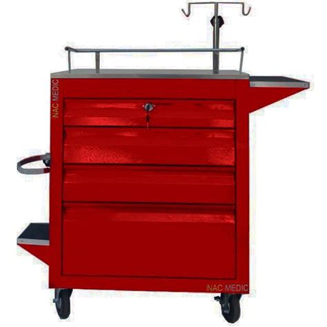 Carro Rojo 4 Cajones NacMedic- Muebles Médicos Nac-Medic ¡Comprar!