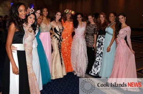 Miss World Cook Islands Natalia Short surrounded by fellow contestants ...