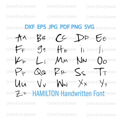 HAMILTON HAND DRAWN Letters Digital Cut File, Vector Clipart, Hamilton ...