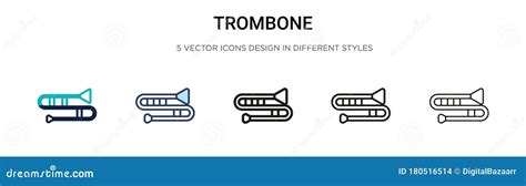 Trombone Icon in Filled, Thin Line, Outline and Stroke Style. Vector Illustration of Two Colored ...