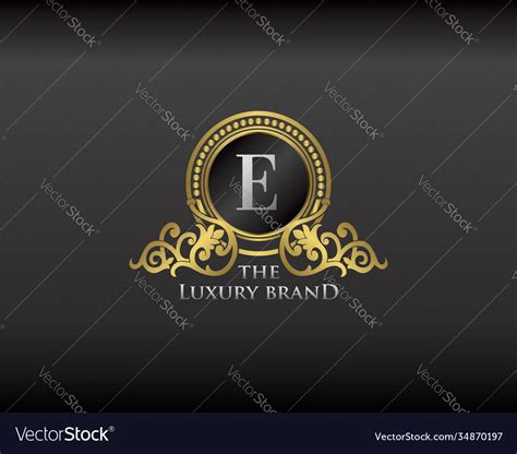 Gold luxury brand letter e elegant logo badge Vector Image