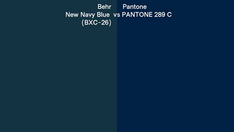 Behr New Navy Blue (BXC-26) vs Pantone 289 C side by side comparison