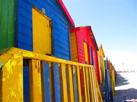 Free Images : sand, summer, color, facade, blue, colorful, yellow, holidays, wooden, huts, cape ...