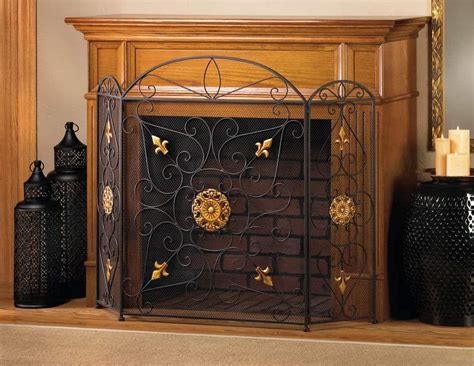 Mesh Screen Fireplace, Black Modern Iron Mesh Fireplace Screens Decorative - Fireplacess.com