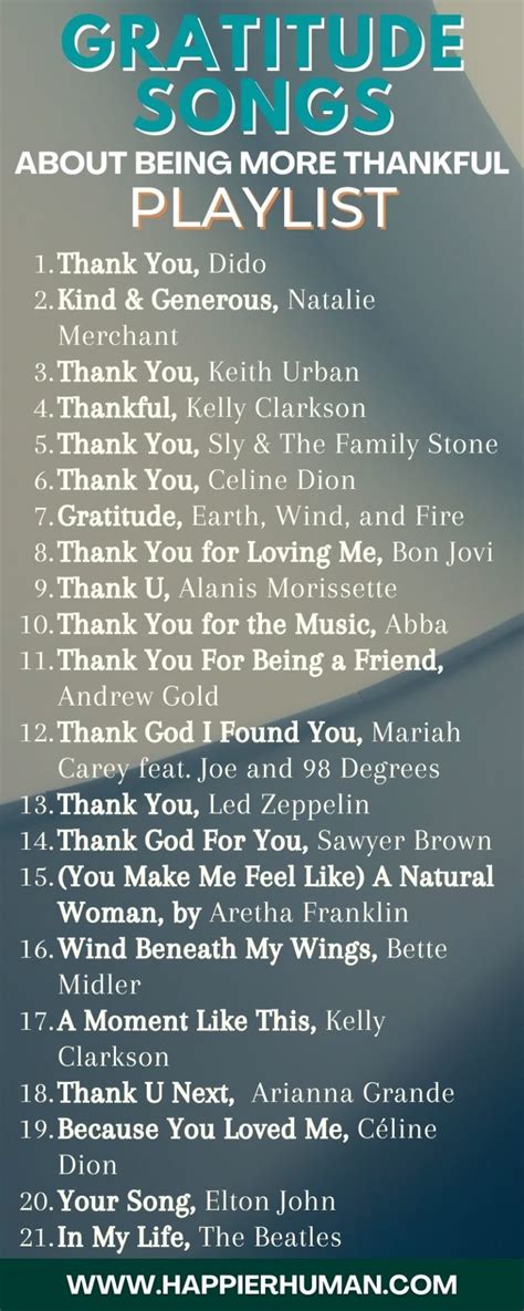 31 Best Gratitude & Thank You Songs [2024 Update] - Happier Human