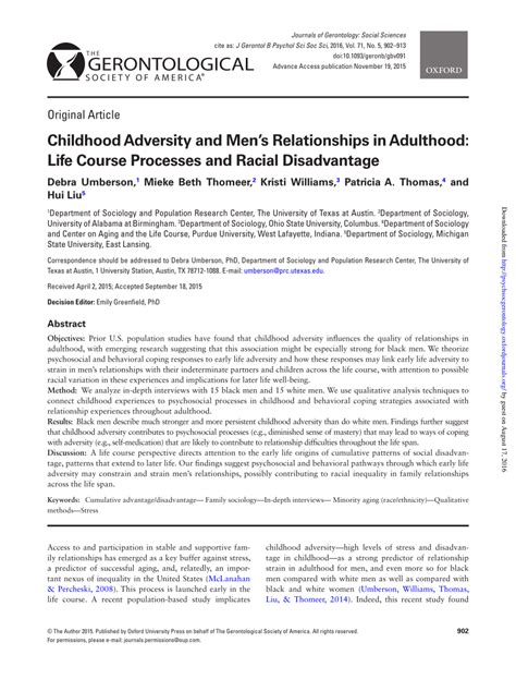 (PDF) Childhood Adversity and Men's Relationships in Adulthood: Life ...