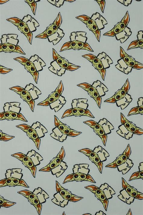 Baby Yoda Fabric, Tossed Child Star Wars Mandalorian on Light Gray by Camelot Fabrics Licensed ...