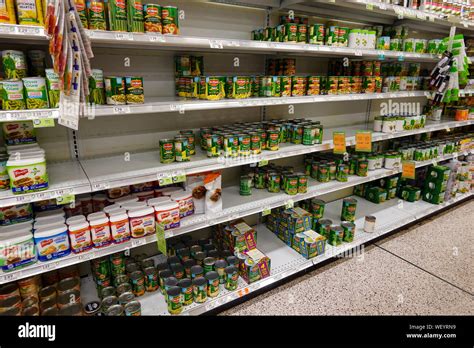 Orlando,FL/USA-8/30/19: Empty grocery store shelves of canned goods ...