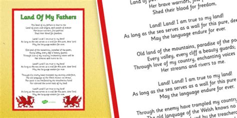 Welsh National Anthem Translated to English Poster - Twinkl