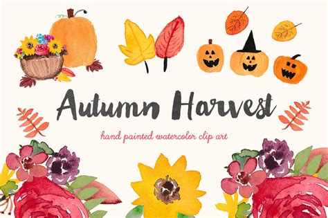 Autumn Harvest Watercolor Clip Art | Illustrations ~ Creative Market