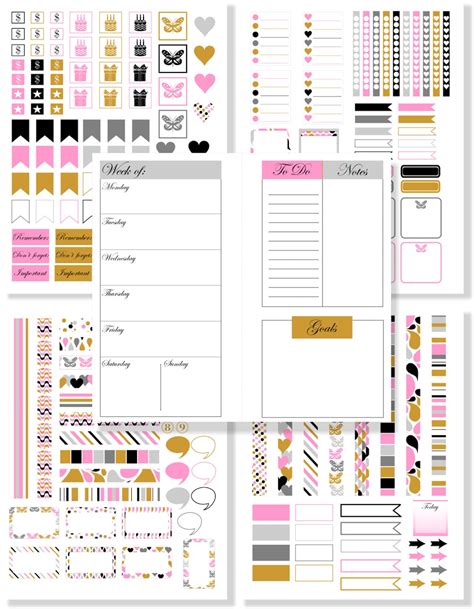 Planner Calendar Printable Planner Stickers Planner Inserts Week on One ...