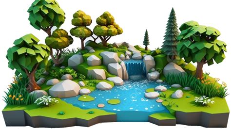 3d Forest Environment Waterfall Flowing Water Nature Environment, 3d, Forest, Plant PNG ...