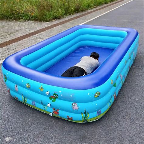 Portable Pools For Kids Inflatable Bathtub Baby Rectangular Swimming Pool Blow Up Kid Pools Hard ...