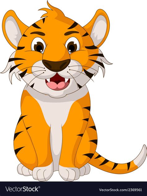 Cute tiger cartoon sitting Royalty Free Vector Image