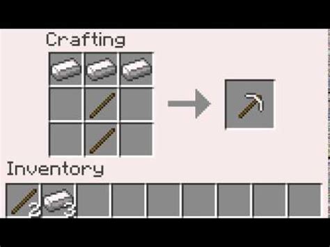 Minecraft Crafting Recipe - Pickaxe - YouTube