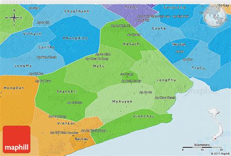 Political Shades 3D Map of Soc Trang