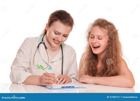 Doctor and child stock image. Image of girl, examination - 31589721