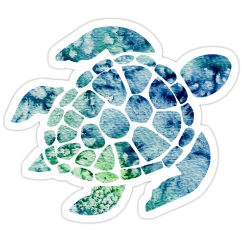 "Watercolor blue and green sea turtle design " Stickers by Sam Palahnuk ...