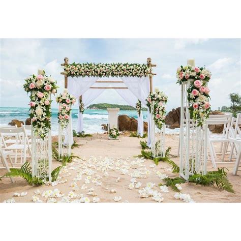 Wedding Backdrops Beach Backdrop Flowers Background G-587 | Décoration mariage, Toile de fond ...