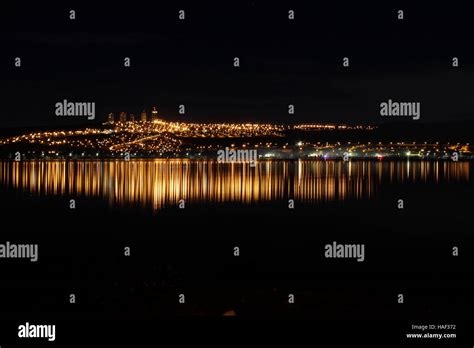 Night time lake reflection Stock Photo - Alamy