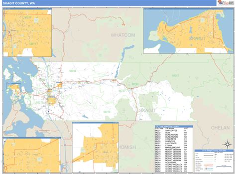 Skagit County, Washington Zip Code Wall Map | Maps.com.com