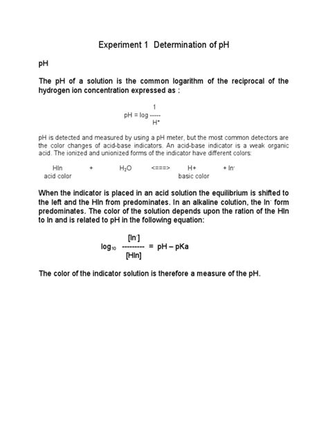 Experiment 1 Determination of PH | PDF | Buffer Solution | Ph