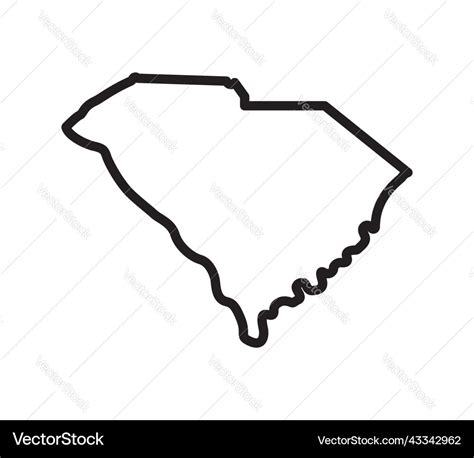 South carolina state shape outline Royalty Free Vector Image