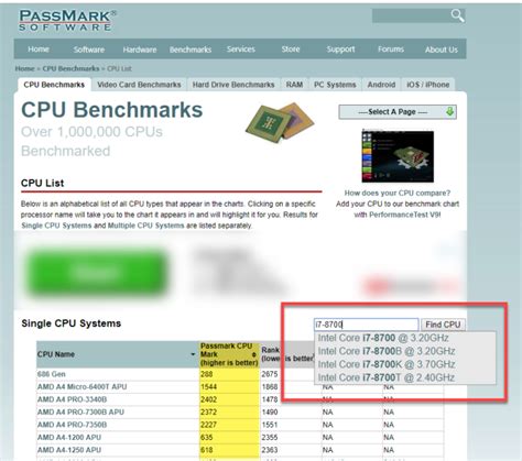 Passmark CPU Mark Lookup