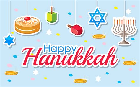 Happy Hanukkah poster design with desserts and ornaments 448626 Vector Art at Vecteezy