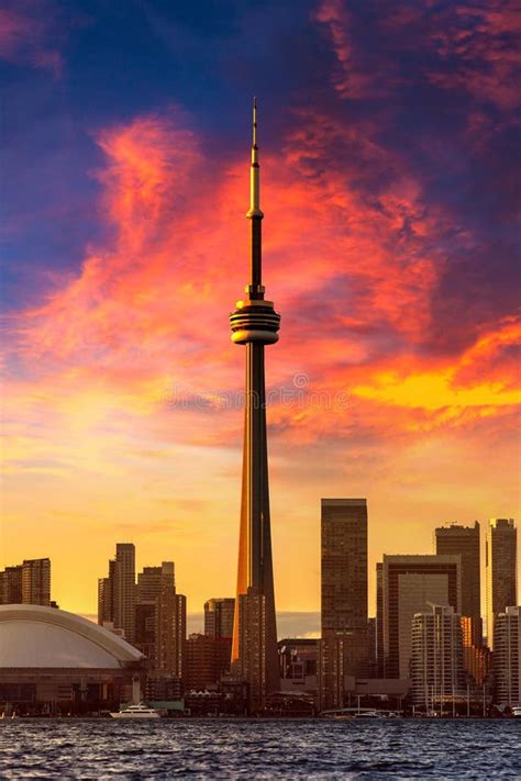 Toronto and CN Tower at Sunset, Canada Stock Photo - Image of light, modern: 259834818