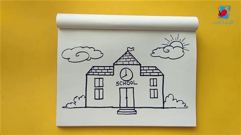 How to draw school // Easy school drawing for kids - YouTube