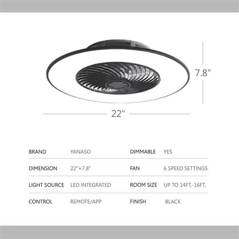 Buy YANASO Ceiling Fan with Light Modern Bladeless Ceiling Fan with Remote Control Smart LED ...