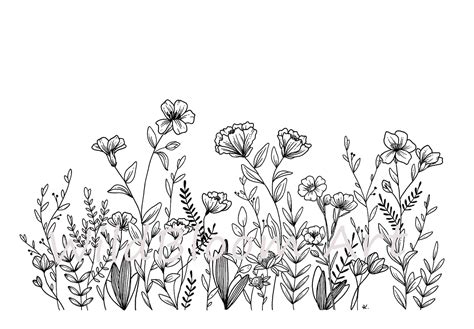 Wildflowers Medley Wall Art Hand Drawn Florals Wildflower - Etsy