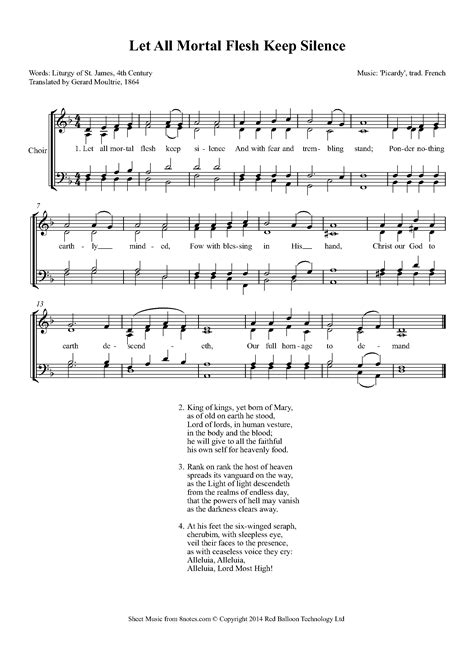 Let All Mortal Flesh Keep Silence (Picardy) Sheet music for Choir - 8notes.com