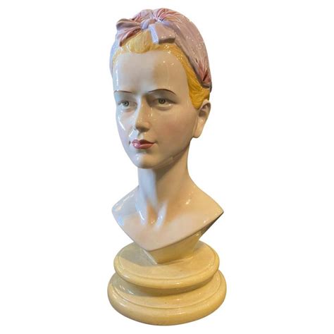 1968 Mid-Century Modern Ceramic Italian Bust of a Woman by Ronzan | #172689