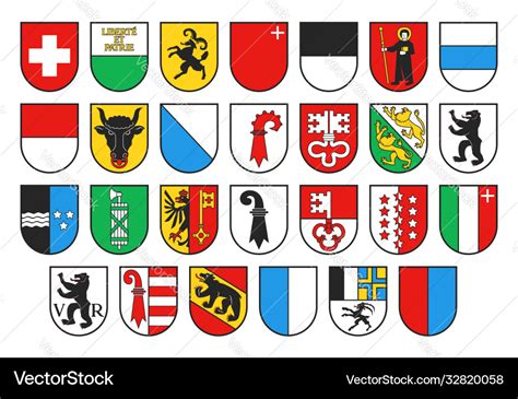 Coat arms switzerland and swiss cantons Royalty Free Vector