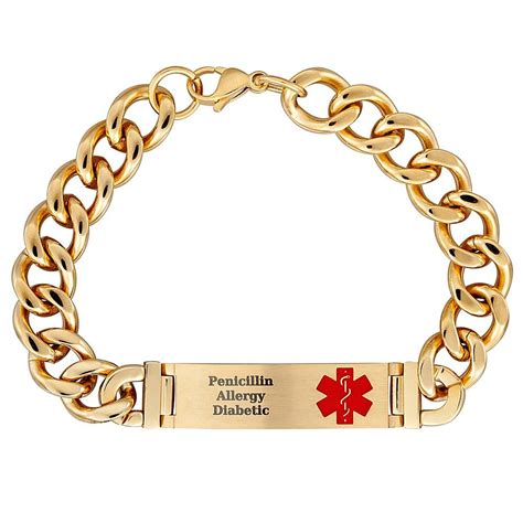 Gold-Tone Stainless Steel Engraved Medical Alert ID Bracelet - 9022184 in 2020 | Jewelry ...