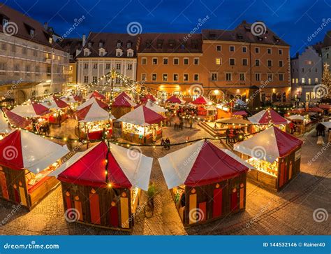 Christmas Market in Regensburg at Night Editorial Photo - Image of ...