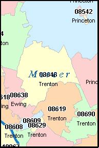 TRENTON New Jersey, NJ ZIP Code Map Downloads