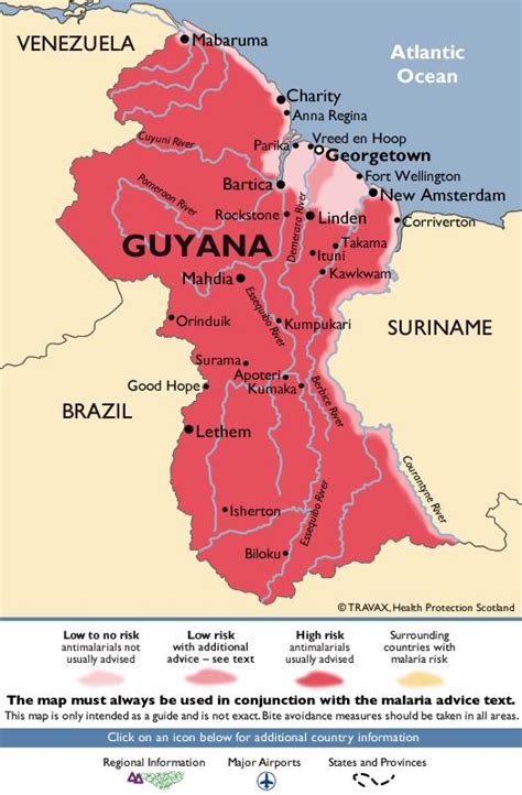 Map of Guyana - The map of Guyana (South America - Americas)