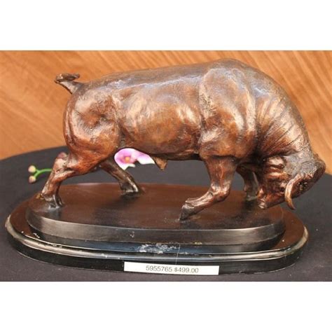 Stock Market Bull Bronze Sculpture By Moigniez