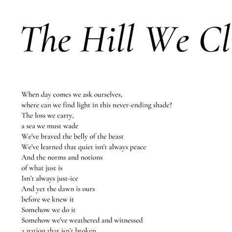 The Hill We Climb by Amanda Gorman Poem Print Inauguration - Etsy