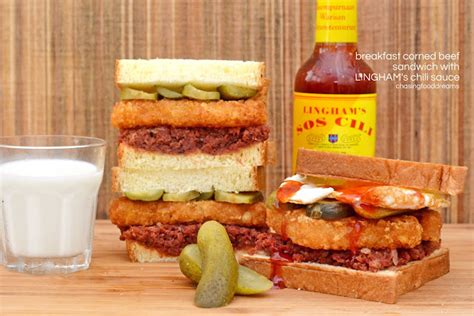 CHASING FOOD DREAMS: Recipe: Breakfast Corned Beef Sandwich with LINGHAM’s Chili Sauce