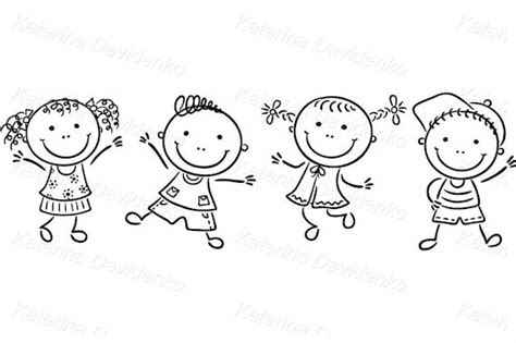 Excited Kid Clipart Black And White