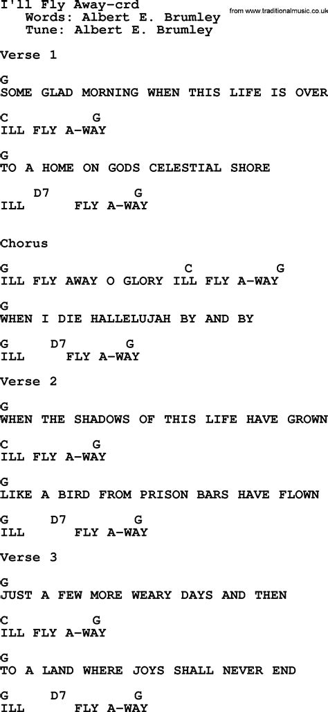 I Ll Fly Away Hymn Lyrics And Chords - LyricsWalls