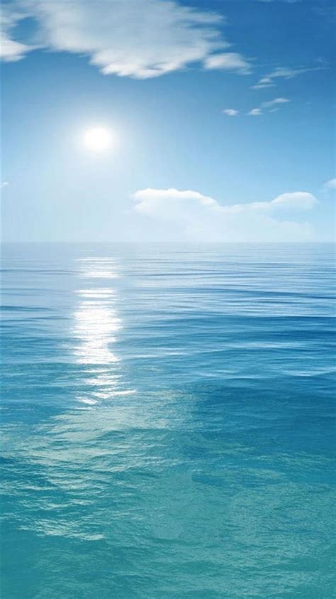 Sunny Clear Ocean Skyline Landscape iPhone 8 Wallpapers Free Download