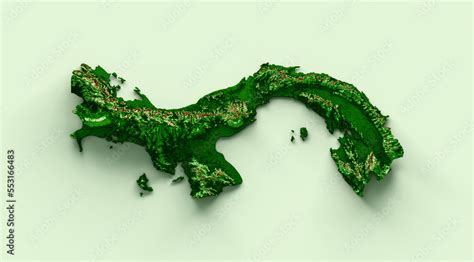 Panama Topographic Map 3d realistic map Color 3d illustration Stock Illustration | Adobe Stock